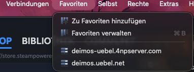 TeamSpeak 3 – Favoriten-Menü mit "Aktuellen Server zu Favoriten hinzufügen"